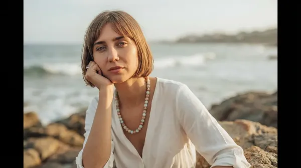 Halskette Sally Sterling Silber mit Amazonit & Sonnenstein Perlen